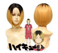 High Quality Anime Haikyuu!! Kenma Kozume Cosplay Wig Short Black Yellow Gradient Costume Play Wigs Halloween Costumes Hair