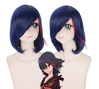 High Quality Anime Kill LA Kill cosplay wig Matoi Ryuko Black Red Wigs Short Curly Heat Resistant Synthetic Hair + wig cap S Matoi Ryuko wig 323