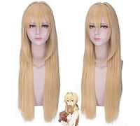 High Quality Anime Violet Evergarden Cosplay Wig Long Wave Blonde Heat Resistant Synthetic Hair Perucas Costume Wigs+ Wig Cap