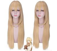 High Quality Anime Violet Evergarden Cosplay Wig Long Wave Blonde Heat Resistant Synthetic Hair Perucas Costume Wigs+ Wig Cap