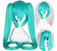 High Quality Anime Vocaloid Hatsune Miku Synthetic Wig Costume Game Play Wigs Cosplay miku Long wavy blue Hair Wigs + wig cap One Size 8 miku wig