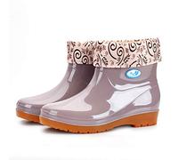 High Quality Athletic Waterproof Non-Slip Women's Rain Boots Galoshes Round Toe Flat Sole for Sports Activities Everyday Use in Rainy Weather Rubber Material 2026, beige, 5 UK