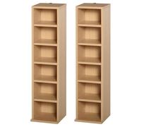 High-Quality CD Media Display Shelf Tower Rack | Adjustable Shelves | Wood Color