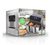 Large 9 Litre Digital Dual Air Fryer Oven Smart Sync Double Basket 2x 4.5L Drawers Daewoo Black Large