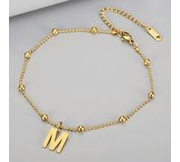 High Quality Gold Letters Beads Chain Ankle Anklet Jewelry Women -Letter M