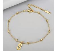High Quality Gold Letters Beads Chain Ankle Anklet Jewelry Women -Letter S