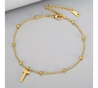 High Quality Gold Letters Beads Chain Ankle Anklet Jewelry Women -Letter T