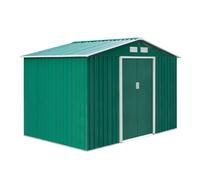 High-Quality Green Metal Garden Shed - 9x6ft Storage Container w/ Door & Roof -