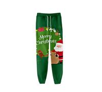 High-quality men's casual trousers with floral pattern, relaxing, suitable for holidays, comfortable drawstring trousers for men and women, Green, M
