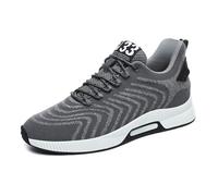 High-quality men's trainers, casual breathable sports shoes with hidden lifting heel, lightweight lace-up shoes for the style-conscious man, gray, 5 UK