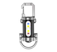 High Quality Mini Keychain Light，COB Red Blue Warning Floodlight，Type C Fast Charge IPX4 Waterproof，for Camping Hiking Night Rid
