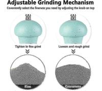 High quality oak wood salt and pepper mill (Nordic green), adjustable coarseness and refillable