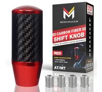 High Quality Red Carbon Fiber Shift Knob 4 Metal Threaded Adapters 4 5 6 Speed Manual & Buttonless Weighted Shift Knobs, (M8, M10x1.25