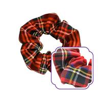High Quality Red Tartan Check Fabric Elasticated Hair Band Ponytail Scrunchie Bobble