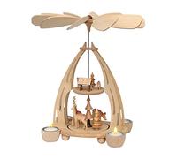 High-quality table pyramid, finest wood art from the Ore Mountains, approximately 35 cm, Rehe, V