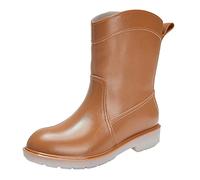 High-quality women's rain boots durable plastic waterproof non-slip durable ideal in wet weather comfortable ankle boots with tread sole for city country versatile use, brown, 8 UK