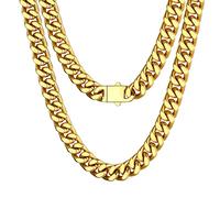 High Qulaity 12mm Gold Cuban Link Chain 18K Gold Filled Mens Miami Chain Necklace Hip Hop Chain Big Thick Short Chunky Choker Necklace for Men Jewelry, Durable 18" Chain