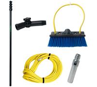 Unger HighFlow 6 m Water-Fed Telescopic Pole with Hose, Angle Adapter & Cleaning Brush - Safe, Ladder-Free Cleaning for High Windows, Conservatories & Solar Panels - Lightweight Fiberglass