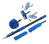 High Reach Duster Cleaning Kit, 12 Ft Extension Pole, 20 Ft High Reach, Cobweb Duster and Telescoping Pole, for High Window Squeegee and Scrubber, Spider Web Brush, High Ceiling Fan Duster Roof