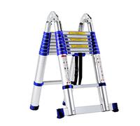 High Reach Telescopic Ladder 5m 6m 7m 8m Compact Folding A Frame Extension Ladder for Outdoor Building Maintenance (Size: 2.8m + 2.8m 9.2ft)