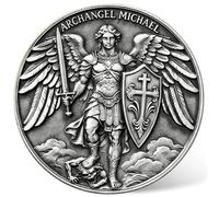 High Relief Archangel Michael Challenge Coin, 3D Saint Michael Protection Coin with Clear Case, Religious Gift for Collectors Faith Keepsake