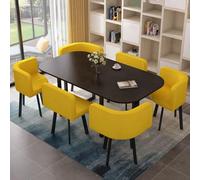 High Resilience Foam Reception Dining Table Set for 6 90x150cm Conference Meeting Table Stylish Yellow Design Perfect for Offices and Events