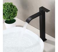 High Rise Bathroom Sink Faucet Countertop Cold Water T Single Lever WaterfallMixer G1/2 Connect Modern Design in White/Black h