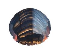 High-rise Building At Dusk Double Layer Shower Cap for Women Waterproof and Durable Protects Hair During Bath, Beauty
