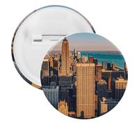 High Rise Buildings Skyscrapers Badge Metal Round Pins, Lightweight Brooch for Backpack, Fashion Button Pins Badge for Shirts, Jackets, Shawl Coat, Unisex, 20PCS, Tinplate, metal round pins