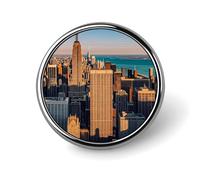High Rise Buildings Skyscrapers Brooch with Button Design, Funny Backpack Pins for Women, Personalized Brooch Pins for Men, Round Badge for Hat, Cute Badge Holders for Activity