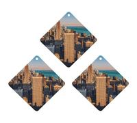 High Rise Buildings Skyscrapers Car Air Freshener, 3 Pcs Rhombus Hanging Air Freshener Cards, Long Lasting Fragrance Scented Cards for Car, Home, Office White-style