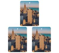 High Rise Buildings Skyscrapers Car Air Freshener, 3 Pcs Square Hanging Air Freshener Cards, Long Lasting Fragrance Scented Cards for Car, Home, Office Black-style