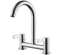 High-Rise Stainless Steel Kitchen Faucet with 180° Rotation and Sprayer - Dual-Handle Sink Tap for Home RV and Commercial Use - Durable & Easy to Install