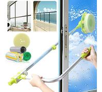 High-Rise Window Cleaner, U-Shaped 2-in-1 Squeegee Spout Window Cleaning Tool with Extension Pole, Telescopic Window Squeegee Cleaning Kit with Rotating Head, Glass Dust Extendable Cleaning Cleaner