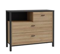 High Rock Chest Of 3 Drawers In Matt Black/riviera Oak