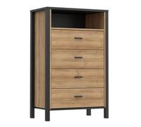 High Rock Chest Of Drawers In Matt Black/riviera Oak