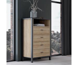 High Rock Chest Of Drawers In Matt Black/riviera Oak