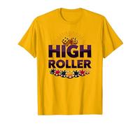 High Roller Gambling Casino Dice & Chips Graphic T-Shirt, Men, Bright Gold, XXL