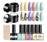 High Saturation Lace Painting Gel - 6 Piece Professional Manicure Tools, Gel Nail Polish Kit | Black And White Design, Women, Girls, Beginners, Home, Salon, Drawing, Letters, Wave