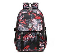 High School Campus Schoolbag Female Black School Backpack Burden Alleviation Boys Blue School Bag Senior Shoulder Backpack Camouflage Shopping Backpack (red)
