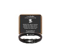 High School, College Graduation Gifts for Men Class of 2025 Leather Stainless Steel Knot Bracelet for Son Boyfriend Brother Grandson Friends, 9", Stainless Steel, no