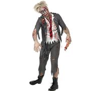 Smiffys High School Horror Zombie Schoolboy Costume, Grey (Size M)