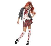 High School Horror Zombie Schoolgirl Fancy Dress Costume Ladies - UK 12-14