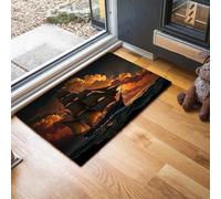 High Seas Sailing Door Mats Indoor, 90 x 150 cm Washable Inside Door Mat, Surrealism Low Profile Non-slip Doormats, Absorbent Entrance Rug for Front Back Door Floor - Orange