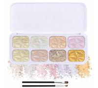 High-Shimmer 8 Colour Eyeshadow Palette with Diamond-Cut Faceted Pans, Pearlescent Metallic Glitter Shades, Long-Lasting Waterproof Makeup for Radiant Day to Evening Looks (Gold)