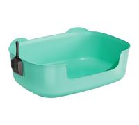 High Sided Litter Box 16x11x6" Splash-Proof Plastic Low Entry Litter Box with Shovel Cute Ear Shape Cat Toilet for All Breeds Kitten Rabbit Cat Kitty