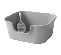 High Sided Litter Box, 8x18.5x16" Anti Splashing Open Top Litter Box with Scoop, Sleek and Simple Practical PP Plastic Cat Basin for Home or Outdoor UseLitter