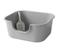 High Sided Litter Box, 8x18.5x16" Anti Splashing Open Top Litter Box with Scoop, Sleek and Simple Practical PP Plastic Cat Basin for Home or Outdoor UseLitter