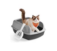High sided open litter box with scoop for large cats and kittens, Slate Grey / XXL