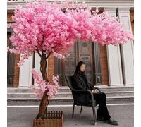High simulation cherry blossom tree, Handmade imitation silk flowers, Indoor and outdoor use, Suitable for flower party restaurant Hotel Home shopping mall decoration,002,2.5x1.5m/8.2x4.9ft